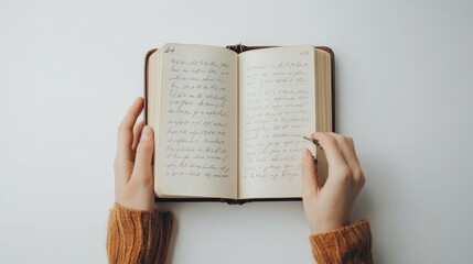 Poster - clean white canvas featuring an open diary page, capturing its neat handwriting and classic book des