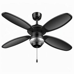 Wall Mural - Black Ceiling Fan with Light and Pull Chain