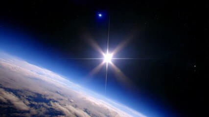 Wall Mural - falling meteorite, asteroid, comet in the starry sky. birth of a new star in universe. beautiful shi