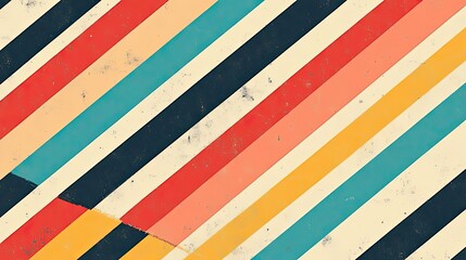 Poster - Diagonal Stripes in Red, Yellow, Blue, and Black