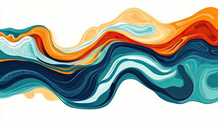 Poster - Abstract Swirling Pattern of Teal, Blue, and Orange Hues