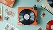 © Cozirlax - Vintage Vinyl Record Player Flat Lay Composition