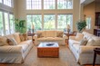 © kriengsak - White Couches in a Sunny Living Room with Large Windows