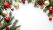 © Galaxyd - Festive Christmas decorations with ornaments and greenery.
