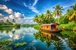 © hapsuwanArt - Kerala Shikara Boat, Tranquil Backwaters, Tropical Paradise, Blue Sky