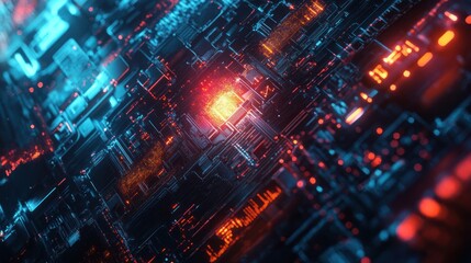 Abstract Circuitry with Neon Lights