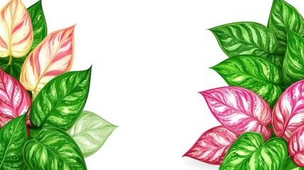 Canvas Print - A vibrant illustration of colorful leaves arranged on a white background.