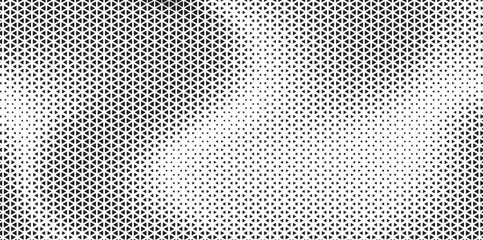 Aufkleber - Black and White Triangle Dots Background. Halftone Effect Gradient Backdrop. Grunge Halftone Background with dots