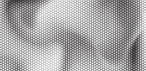 Aufkleber - Black and White Triangle Dots Background. Halftone Effect Gradient Backdrop. Grunge Halftone Background with dots