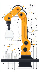 Poster - a robot is shown with a light bulb in its mouth. the robot is orange and yellow. the robot is in a f