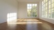 © Cloudyew - A large room with a lot of windows and a wooden floor. The room is empty and has a lot of natural light coming in from the windows