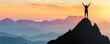 © thekob5123 - Woman Standing Proudly at Mountain Peak at Sunset