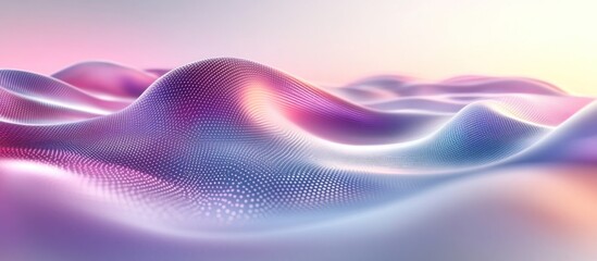 Abstract 3D rendering of a colorful, flowing, and undulating surface with a soft gradient background.