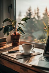 Poster - Conceptual morning work setup with creative elements.
