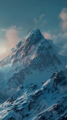 Wall Mural - Majestic Snowy Mountain Peak with Dramatic Sky