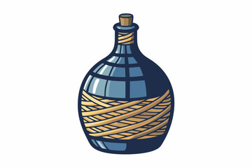 Wall Mural - Old demijohn wicker-wrapped glass bottle isolated on a white background