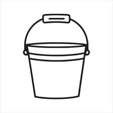 single one line Bucket silhouette on white background
