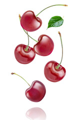 Sticker - cherries isolated on white background