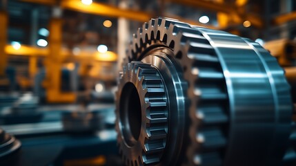 Aufkleber - Detail of Large Gear Mechanism in Industrial Workshop Environment : Generative AI