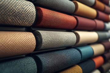 Poster - Colorful Rolls of Upholstery Fabric for Interior Design and Textile Projects : Generative AI