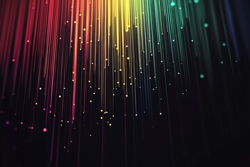 Poster - Dynamic Multicolored Lines in Dark Setting for Futuristic Digital Designs : Generative AI