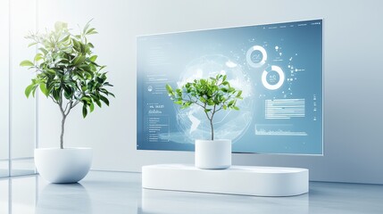 Poster - A digital rendering of an SEO proposal on a large screen, showcasing data visualizations and performance metrics for effective client presentation.