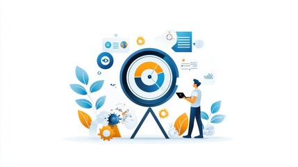Poster - A digital rendering of an SEO proposal on a large screen, showcasing data visualizations and performance metrics for effective client presentation.