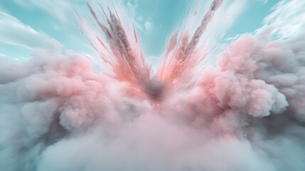 Wall Mural - a pink cloud of smoke with a red and orange explosion in the middle
