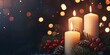 © Cloudyew - Holiday candles with blank space for personalized messages.