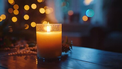Poster - This Warm candlelight enhances the tranquil atmosphere created by soft, colorful lights at night.
