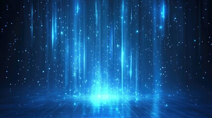 Poster - Abstract blue background with connected vector lines, futuristic cyberspace and tech feel