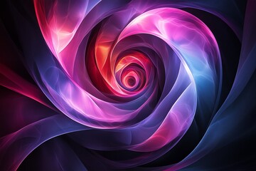 Poster - Abstract swirling light design with pink, blue, red, and yellow colors.