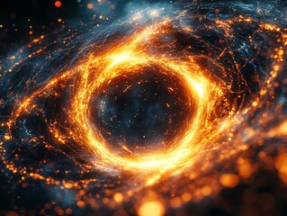 Poster - Abstract swirling orange fire with dark background.