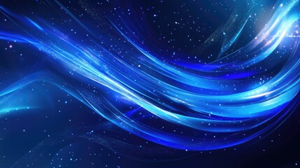 Poster - Futuristic cyberspace design in blue, with vector network lines and digital speed effects