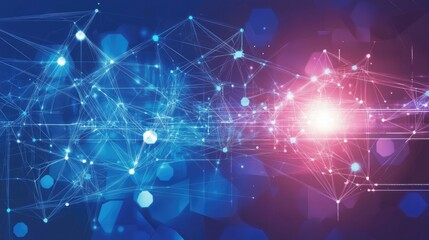 Poster - Futuristic cyberspace design in blue, with vector network lines and digital speed effects