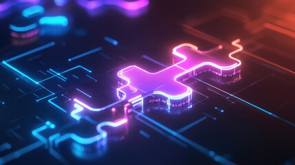 Poster - Puzzle pieces connected by tech-inspired lines, representing seamless API and digital data flow
