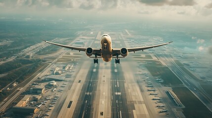 Airplane taking off from the airport. 