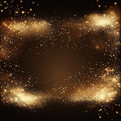 Wall Mural - festive vector background with gold glitter and confetti for christmas celebration. black background