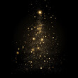© Nordic - Festive vector background with gold glitter and confetti for christmas celebration. Black background with glowing golden particles.