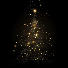 festive vector background with gold glitter and confetti for christmas celebration. black background