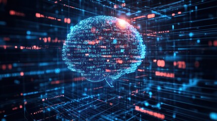 Aufkleber - illustration of artificial intelligence and big data processing,