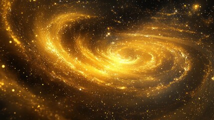 Fototapete - An artistic representation of a galaxy filled with golden stars swirling amidst a dark cosmic backdrop