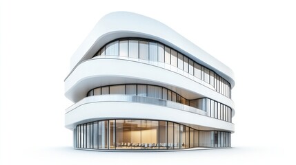 Poster - contemporary office building with curved white walls and metallic elements
