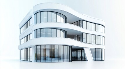 Poster - contemporary office building with curved white walls and metallic elements