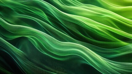 Poster - Dynamic curved green lines flowing smoothly with a textured appearance