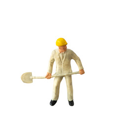 Wall Mural - Miniature construction worker  isolate on white background with clipping path