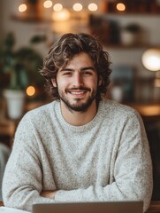 Poster - Casual Workspace Setting with Natural Light and Cozy Atmosphere