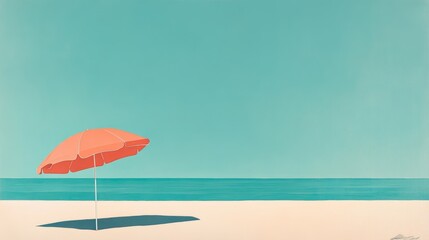 Minimalist Beach Umbrella Art Print