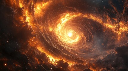 Wall Mural - vibrant cosmic swirl of fiery gases in deep space captured