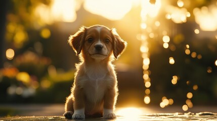 Wall Mural - Puppy Sunset.